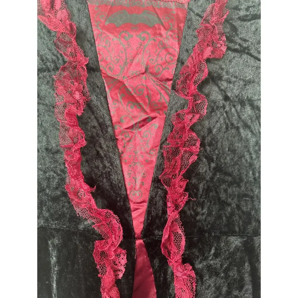 Girls Red & Black Wicked Sorceress Witch Vampira Dress Halloween Costume Sz 10